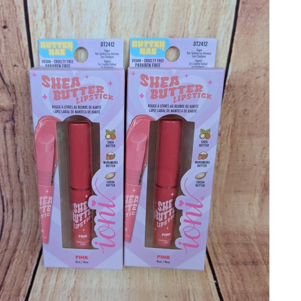 2 PK Ioni Butter Bae Shea Butter Lipstick Pink Rose DT2412 Vegan Hydrating